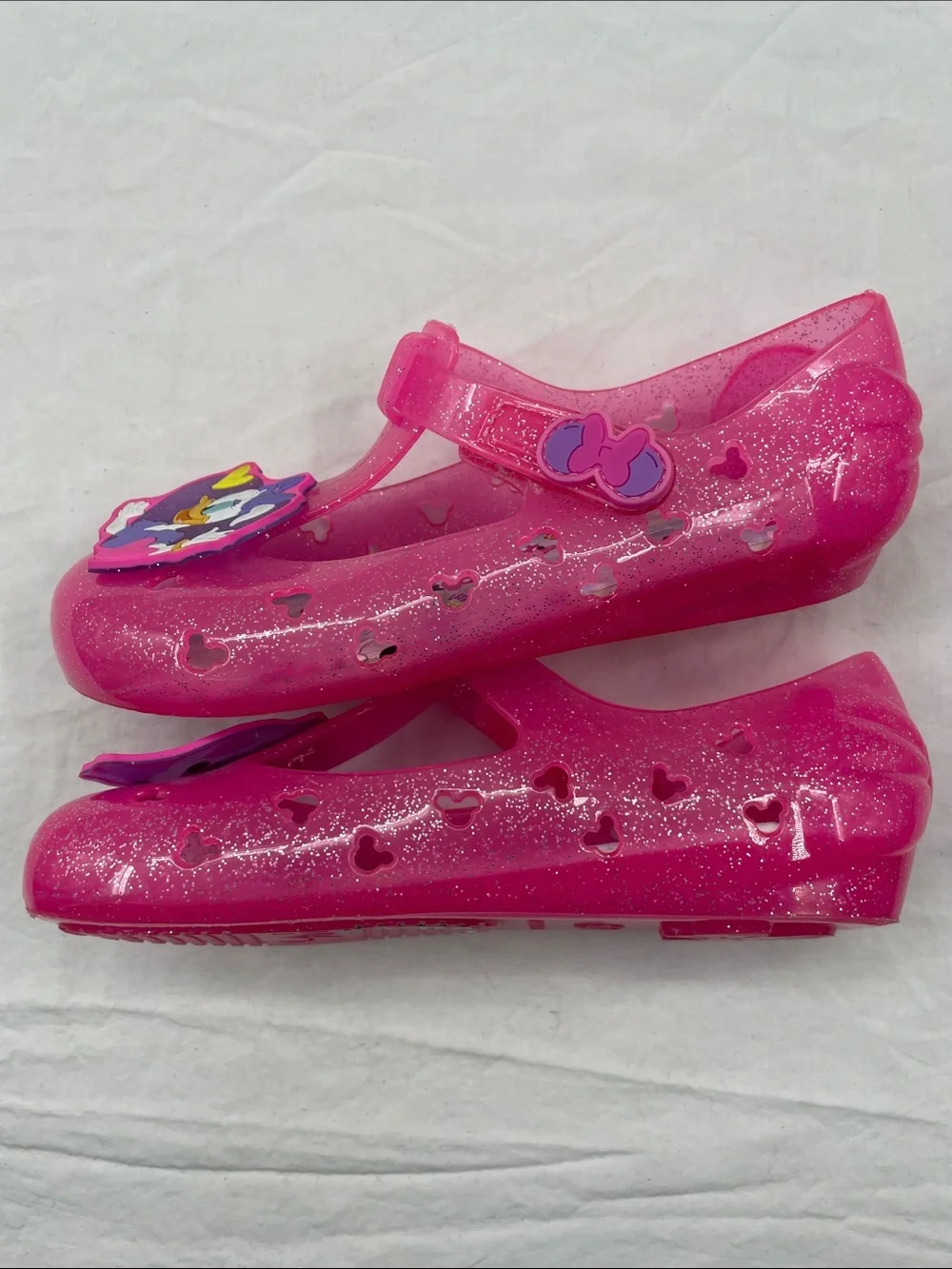 NEW! Disney Sparkling Pink Minnie & Daisy Jelly Sandals. Toddler Girl’s 12.